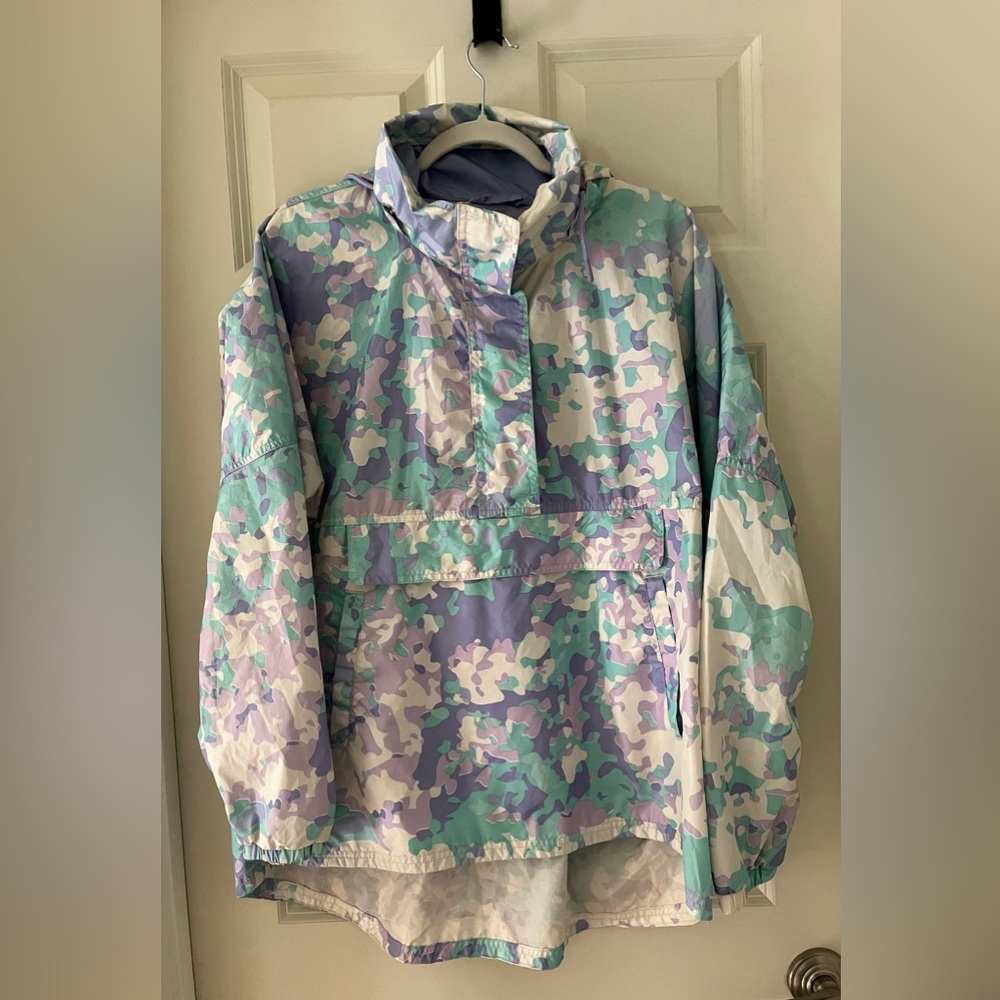 Lauren James XXL Rain Jacket Pullover Anorak Purple Mint White 1/4 Zip